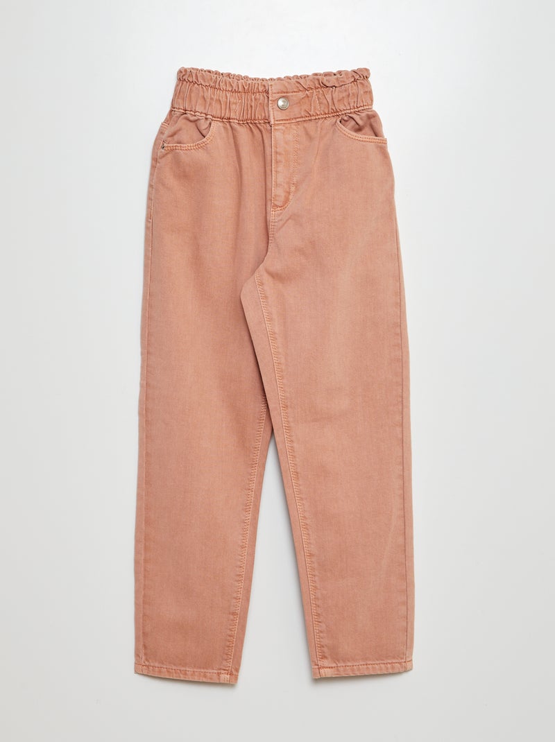 Pantalon twill volantée à la ceinture rose - Kiabi