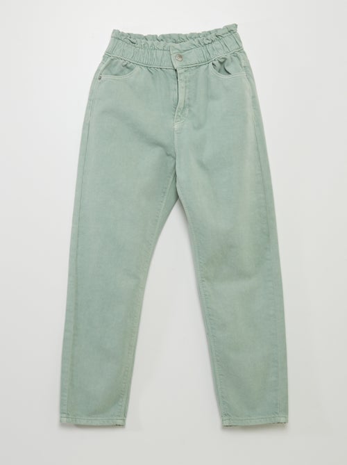 Pantalon twill volantée à la ceinture - Kiabi