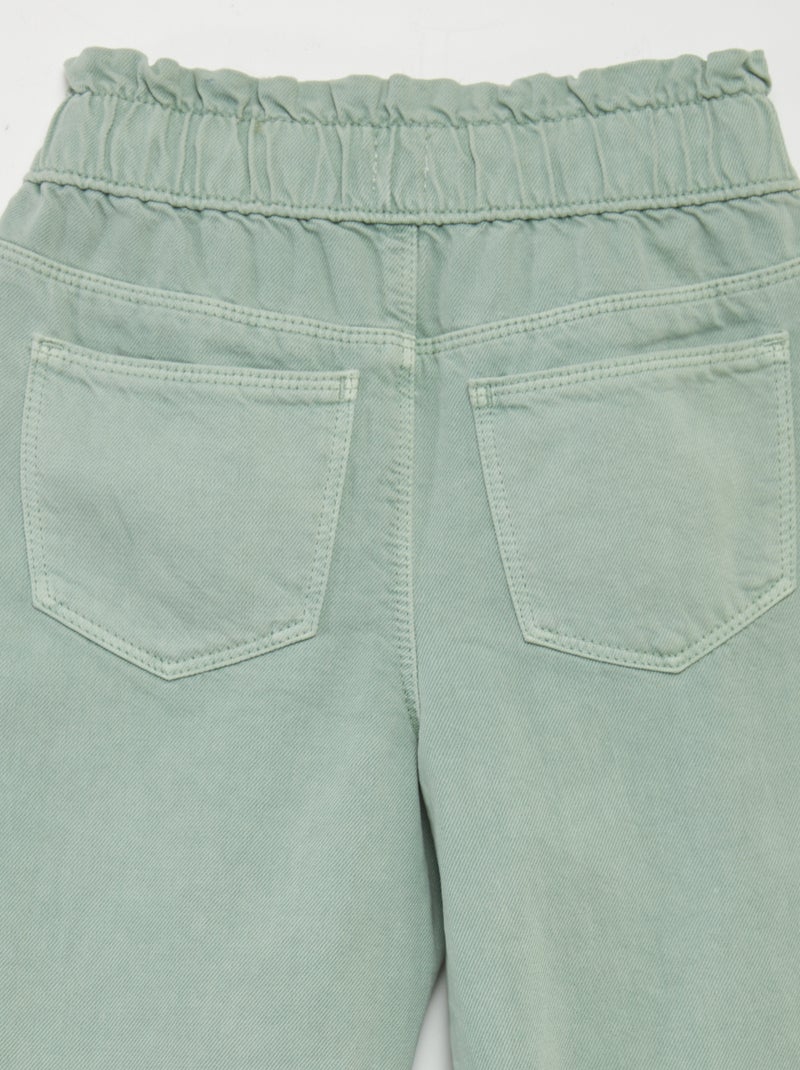 Pantalon twill volantée à la ceinture Vert - Kiabi