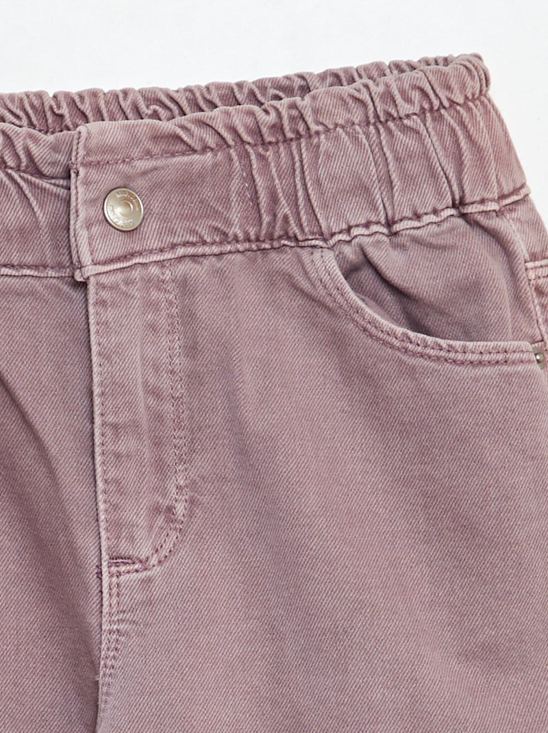 Pantalon twill volantée à la ceinture Violet - Kiabi