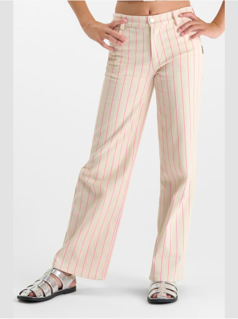 Pantalon TYKOGI droite en jeans 'Le Temps Des Cerises' Beige - Kiabi