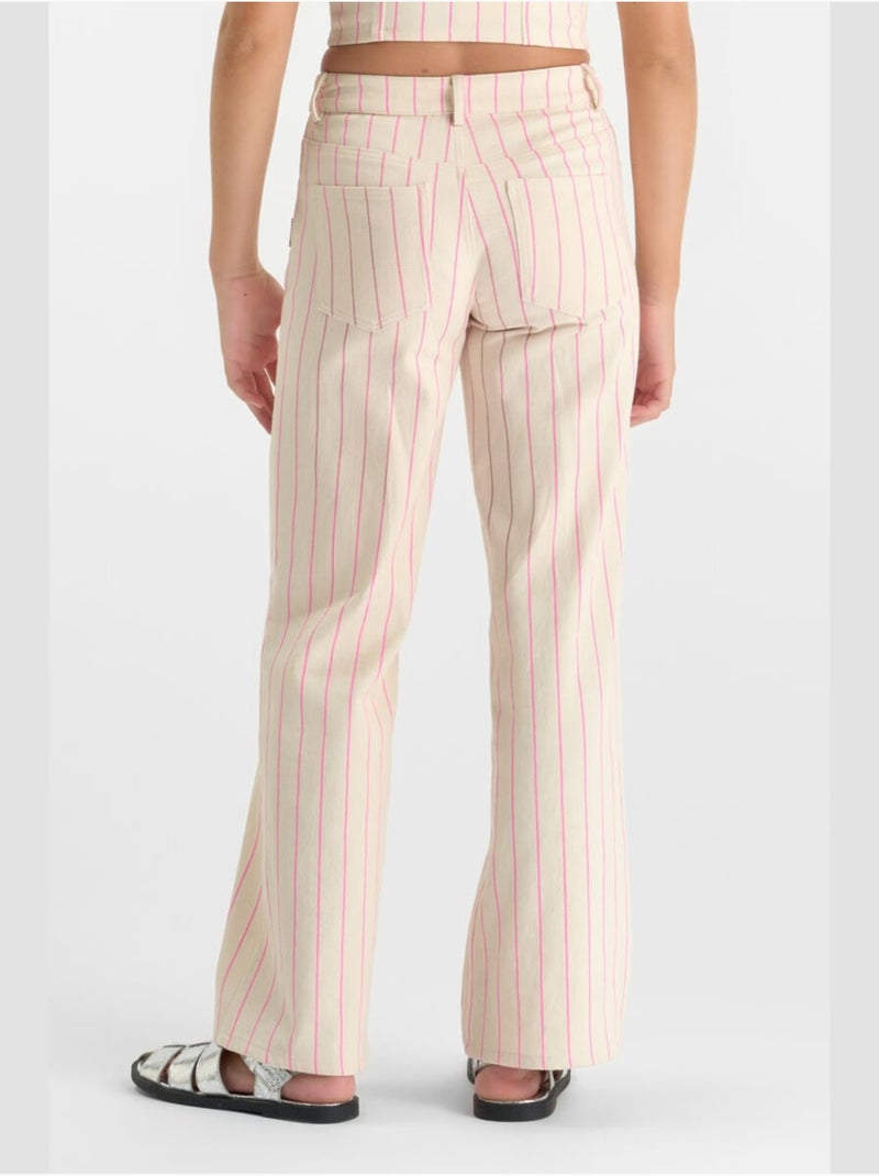 Pantalon TYKOGI droite en jeans 'Le Temps Des Cerises' Beige - Kiabi