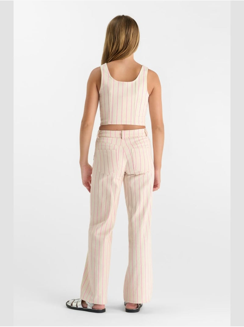 Pantalon TYKOGI droite en jeans 'Le Temps Des Cerises' Beige - Kiabi