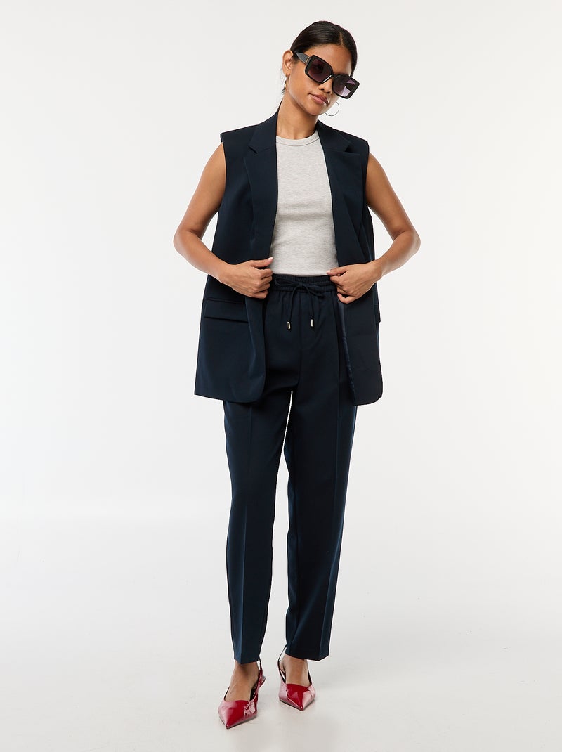 Pantalon type jogger uni Bleu - Kiabi