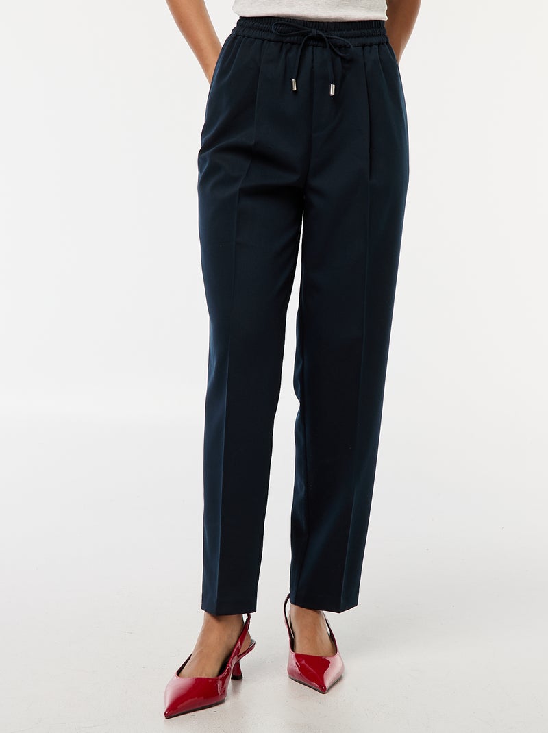 Pantalon type jogger uni Bleu - Kiabi