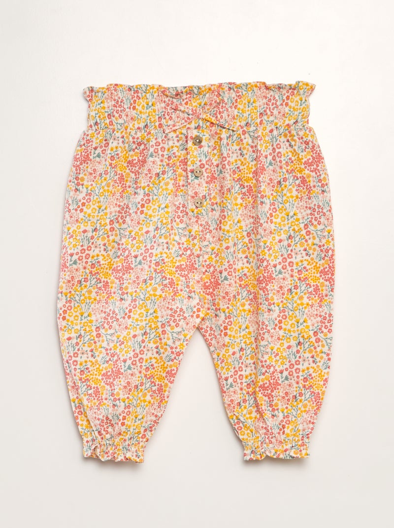 Pantalon type sarouel Jaune/vert/rose - Kiabi