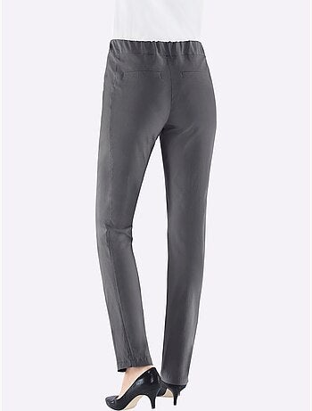 Pantalon uni à ceinture élastique et effet affinant - Taille courte - Witt