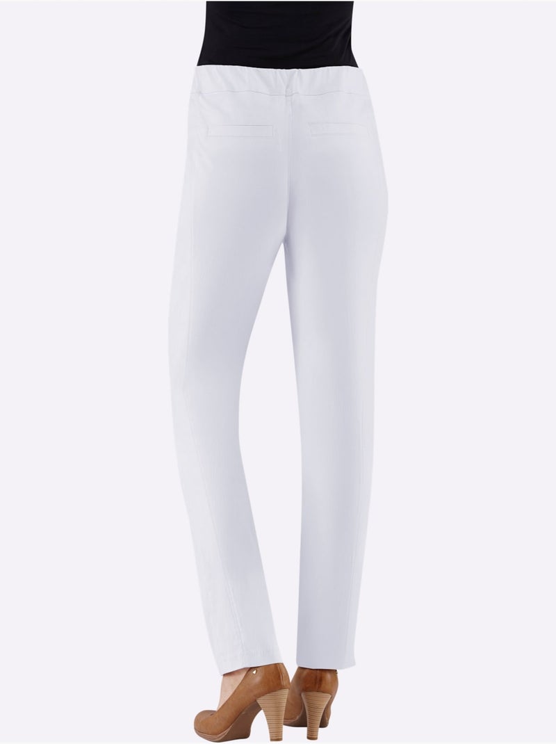 Pantalon uni à ceinture élastique et effet affinant - Taille extra courte - Witt Blanc - Kiabi
