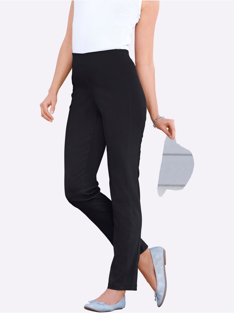 Pantalon uni à ceinture élastique et effet affinant - Taille standard - Witt Noir - Kiabi