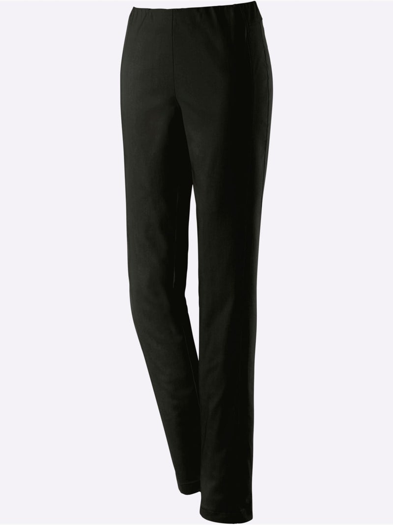 Pantalon uni à ceinture élastique et effet affinant - Taille standard - Witt Noir - Kiabi