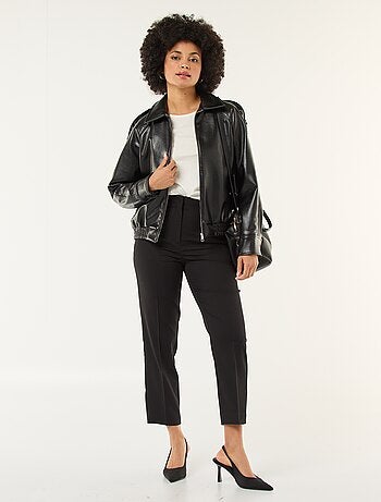 Pantalon femme à coupe droite et taille haute