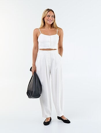 Pantalon uni à coupe large pour femme