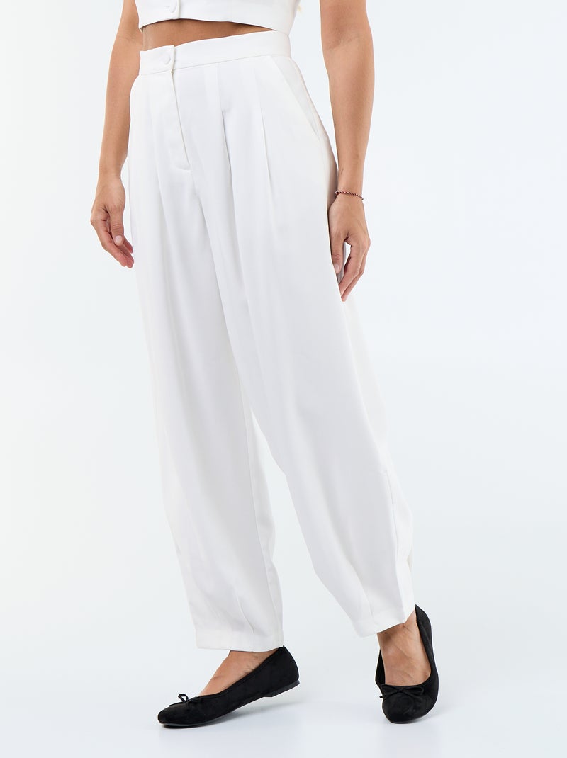 Pantalon uni à coupe large pour femme Blanc - Kiabi