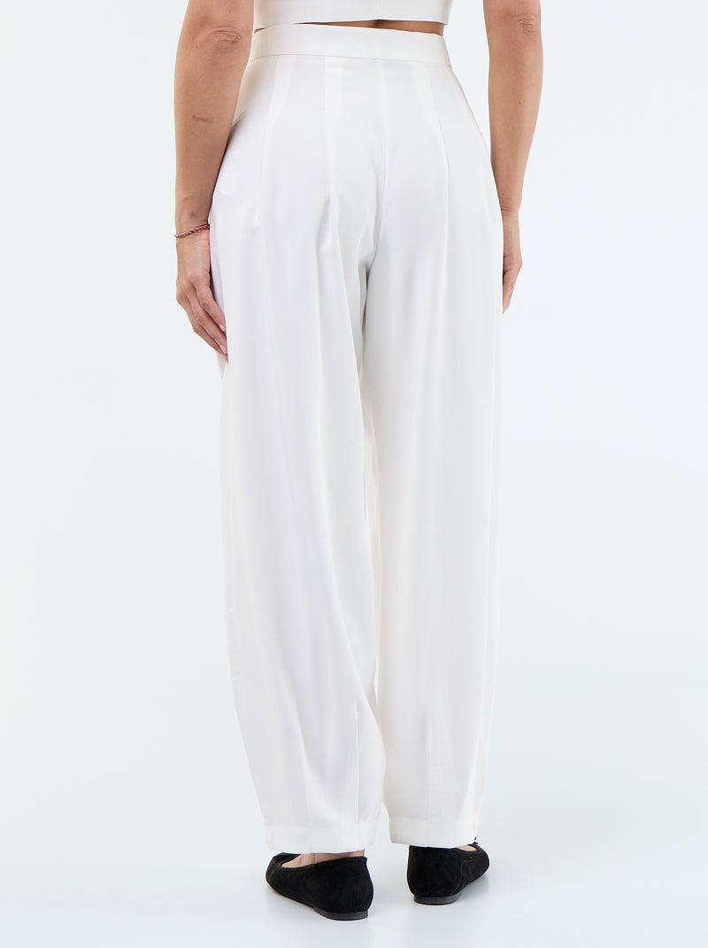 Pantalon uni à coupe large pour femme Blanc - Kiabi