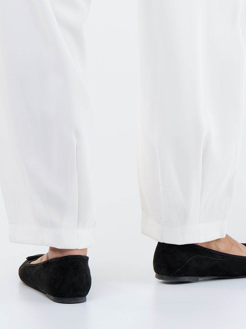 Pantalon uni à coupe large pour femme Blanc - Kiabi
