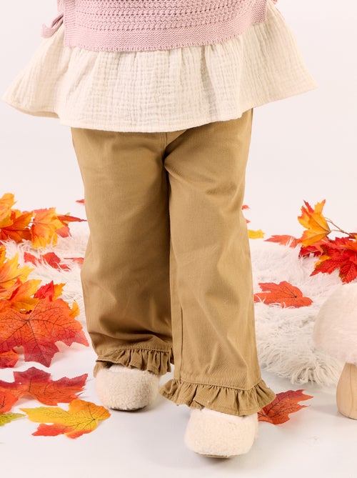 Pantalon uni base volantée - Kiabi