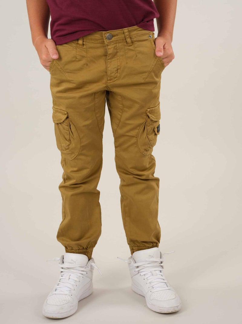 Pantalon uni casual 'Deeluxe' Marron cappuccino - Kiabi