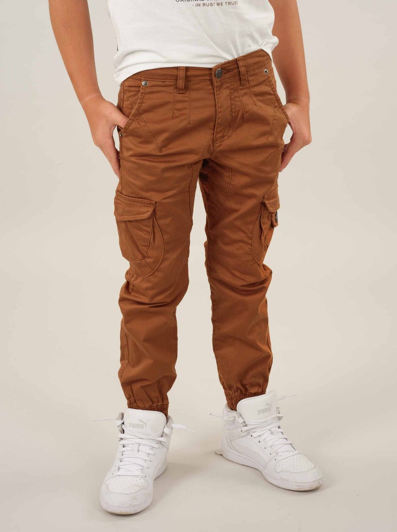 Pantalon uni casual 'Deeluxe' Marron caramel - Kiabi