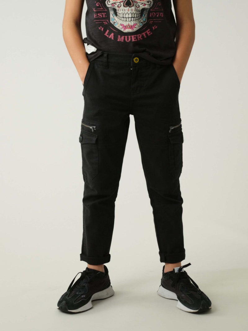 Pantalon uni casual 'Deeluxe' Noir - Kiabi