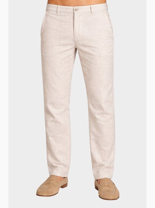Pantalon uni coton, lin et polyester - Kiabi