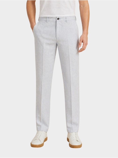 Pantalon uni coton, lin et polyester - Kiabi