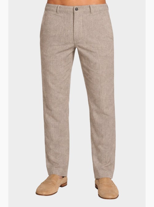 Pantalon uni coton, lin et polyester - Kiabi Pantalon uni coton, lin et polyester - Kiabi