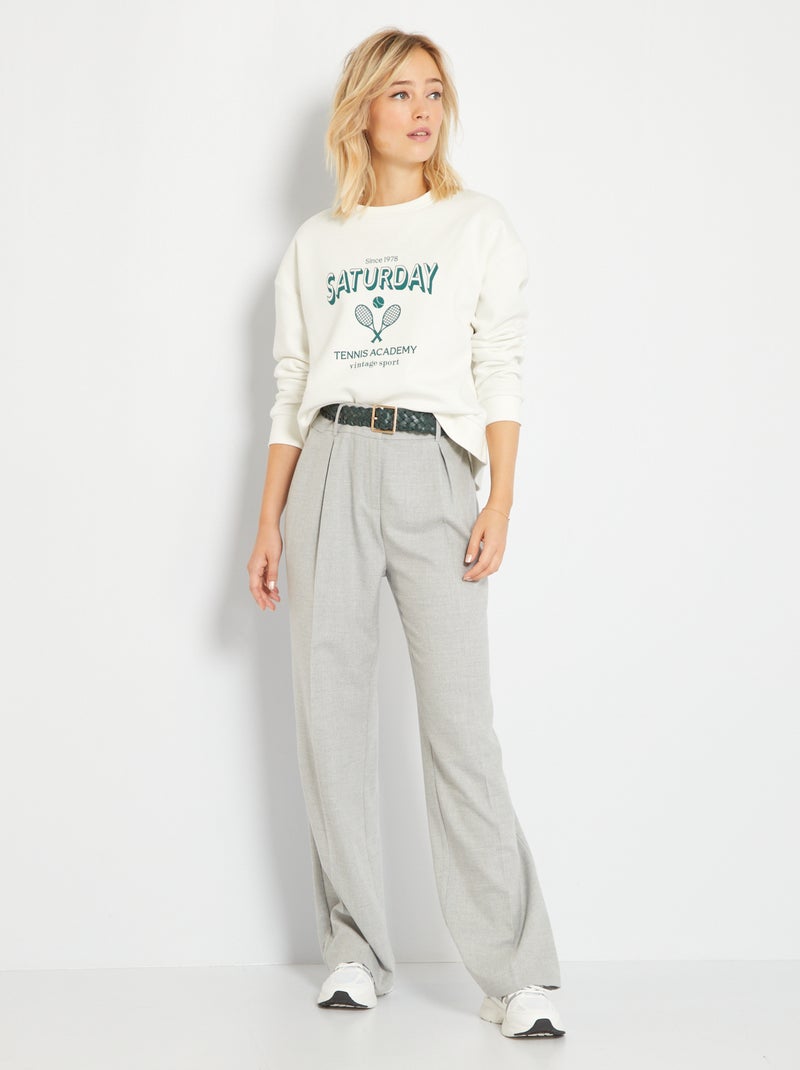 Pantalon uni en flanelle Gris clair - Kiabi