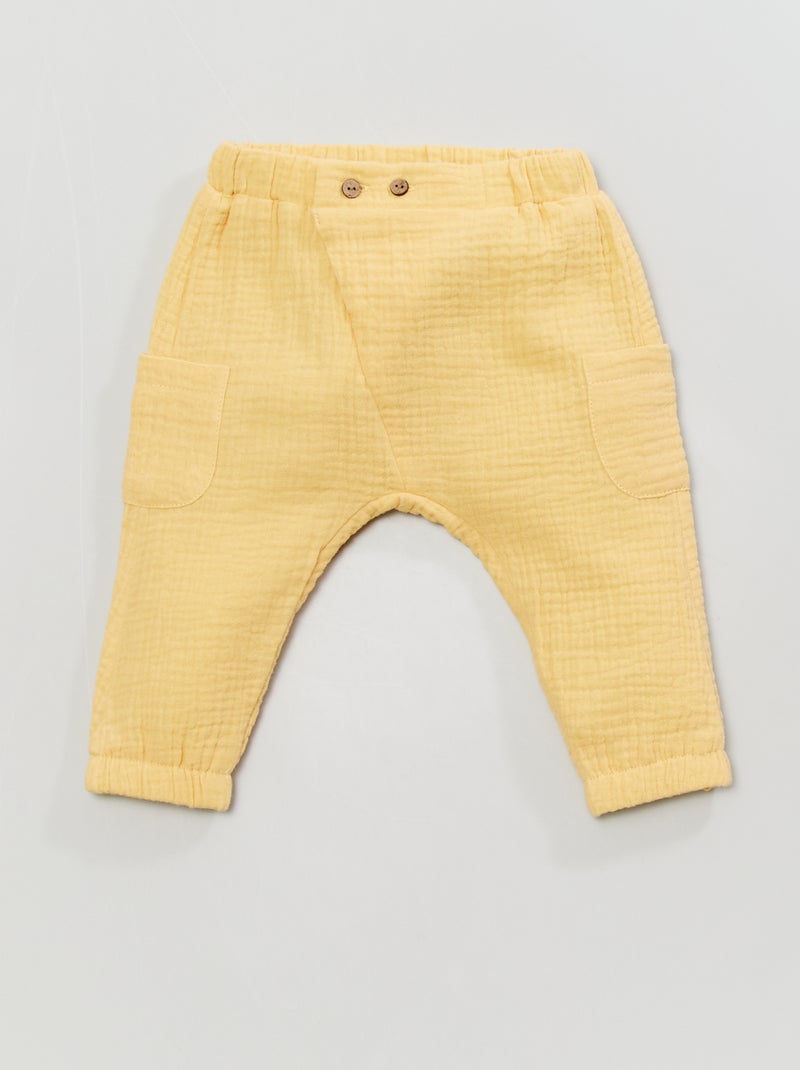 Pantalon uni en lange jaune - Kiabi