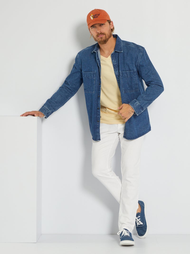 Pantalon uni en lin blanc - Kiabi