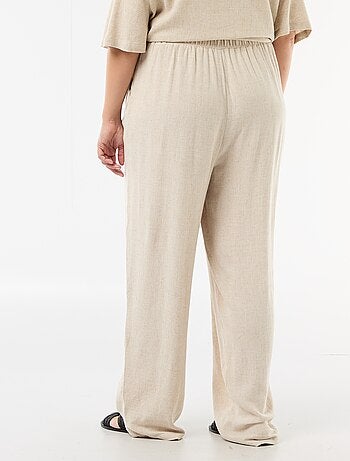 Pantalon uni en lin mélangé