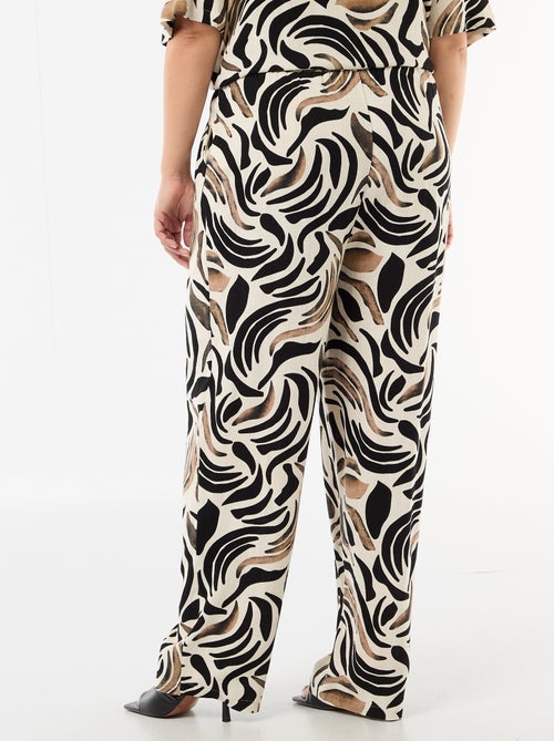 Pantalon uni en lin mélangé - Kiabi