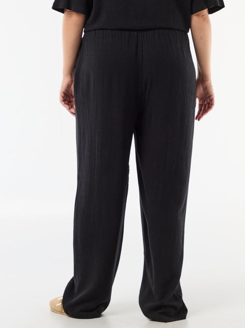 Pantalon uni en lin mélangé - Kiabi