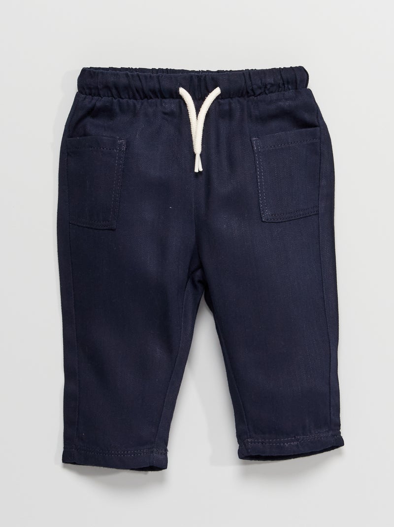 Pantalon uni en lyocell bleu marine - Kiabi