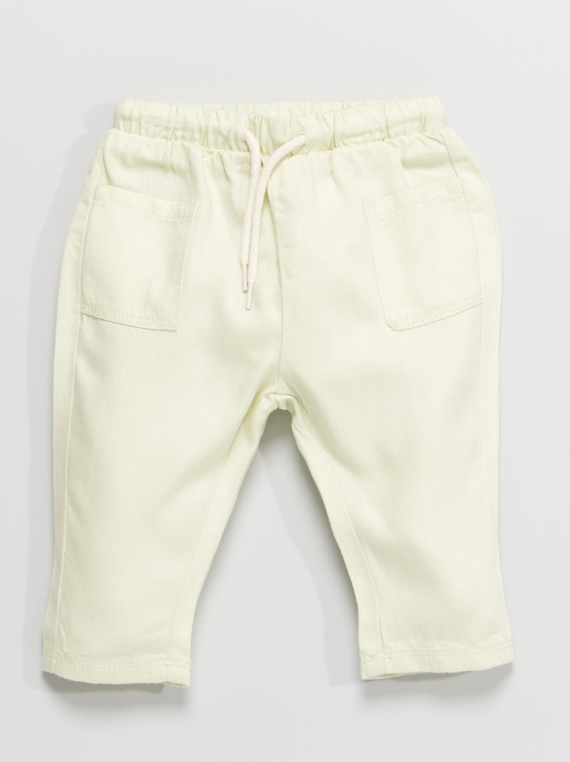 Pantalon uni en lyocell Vert - Kiabi