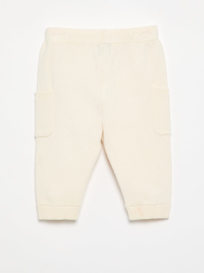 Pantalon uni en maille Blanc - Kiabi