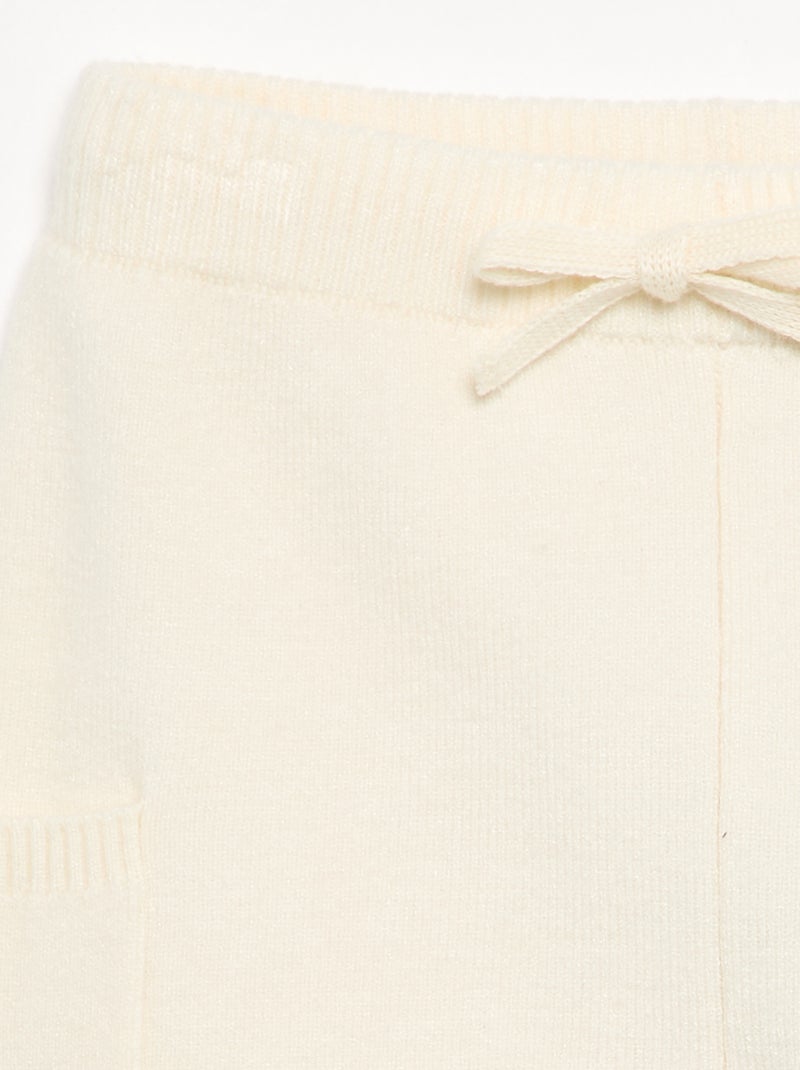 Pantalon uni en maille Blanc - Kiabi