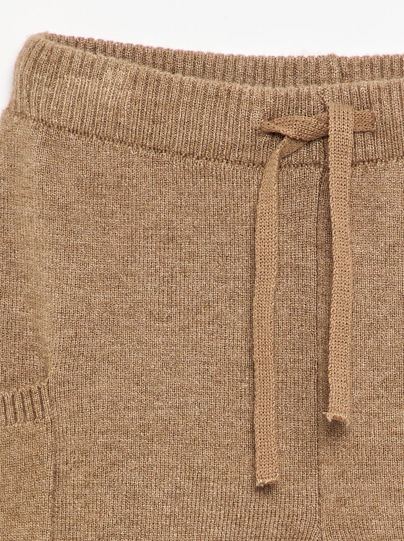 Pantalon uni en maille Marron - Kiabi