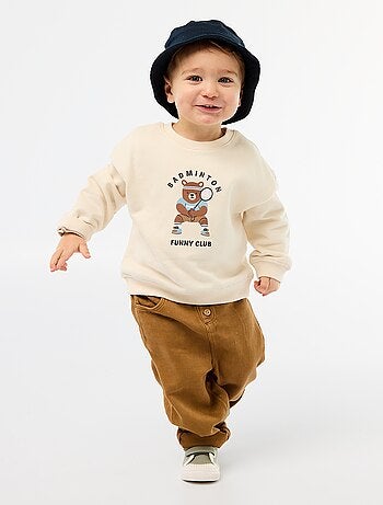 Pantalon uni en matière douce avec coupe relax fit