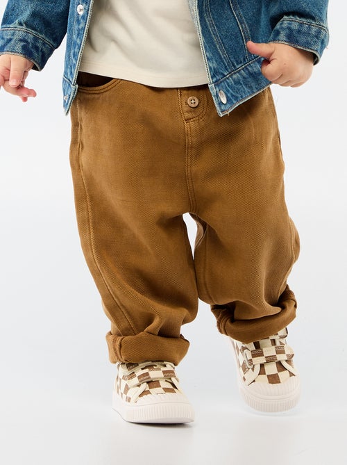 Pantalon uni en matière douce avec coupe relax fit - Kiabi