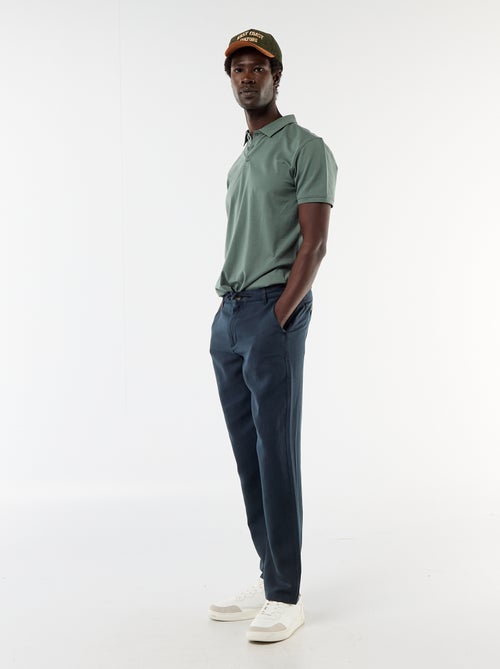 Pantalon uni en matière légère et douce - Kiabi