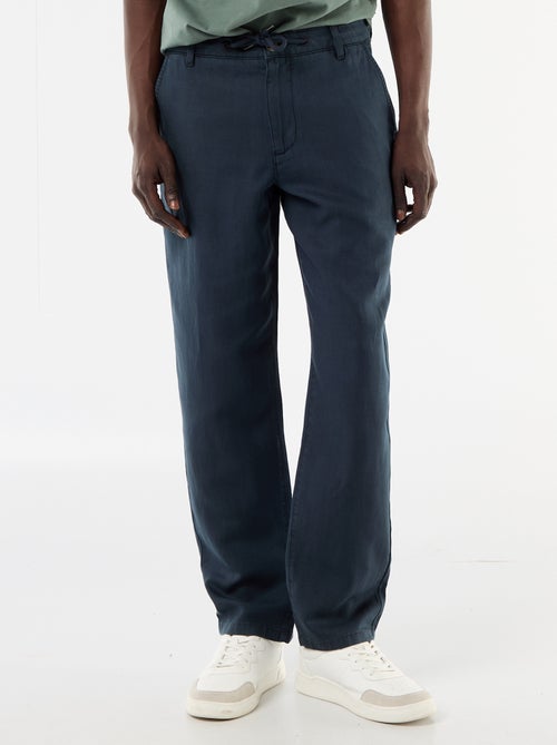 Pantalon uni en matière légère et douce - Kiabi