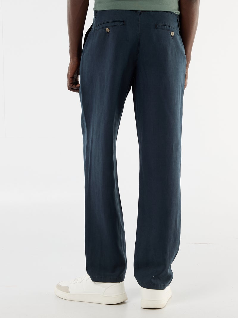 Pantalon uni en matière légère et douce Bleu - Kiabi