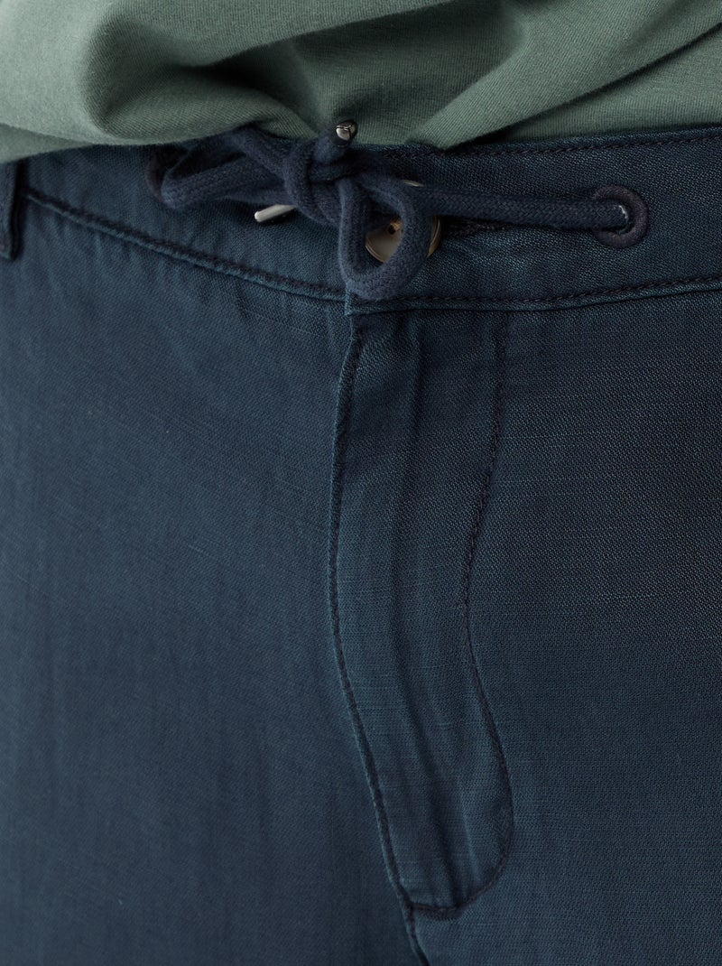 Pantalon uni en matière légère et douce Bleu - Kiabi