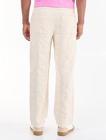 Pantalon uni en matière texturée
