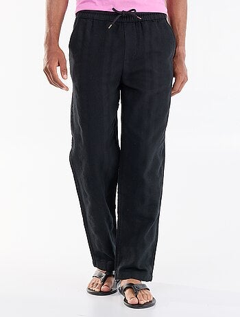 Pantalon uni en matière texturée