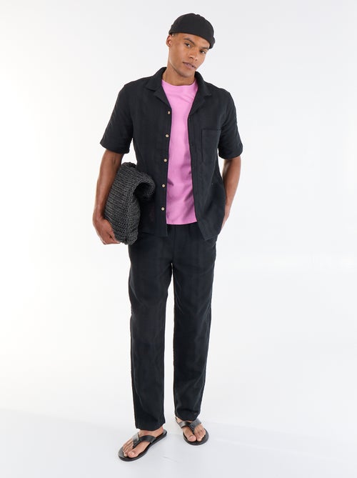 Pantalon uni en matière texturée - Kiabi