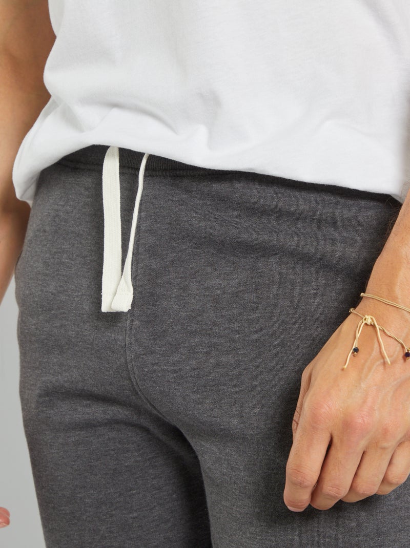 Pantalon uni en molleton anthracite - Kiabi