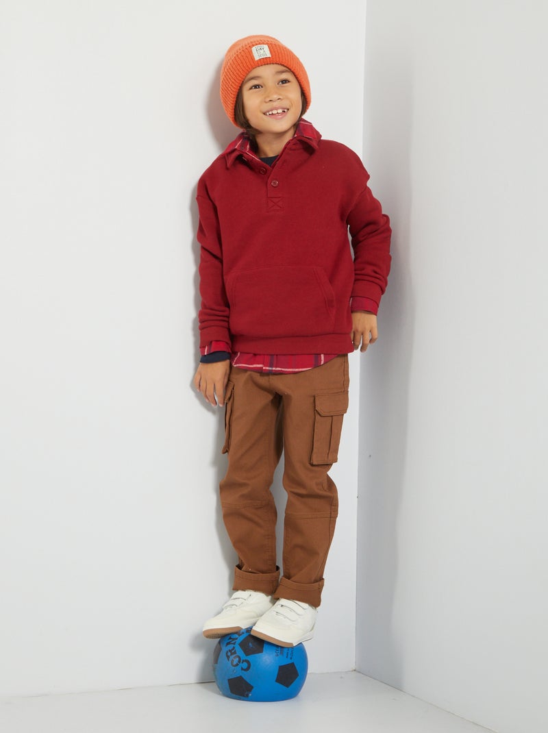 Pantalon uni en toile ORANGE - Kiabi