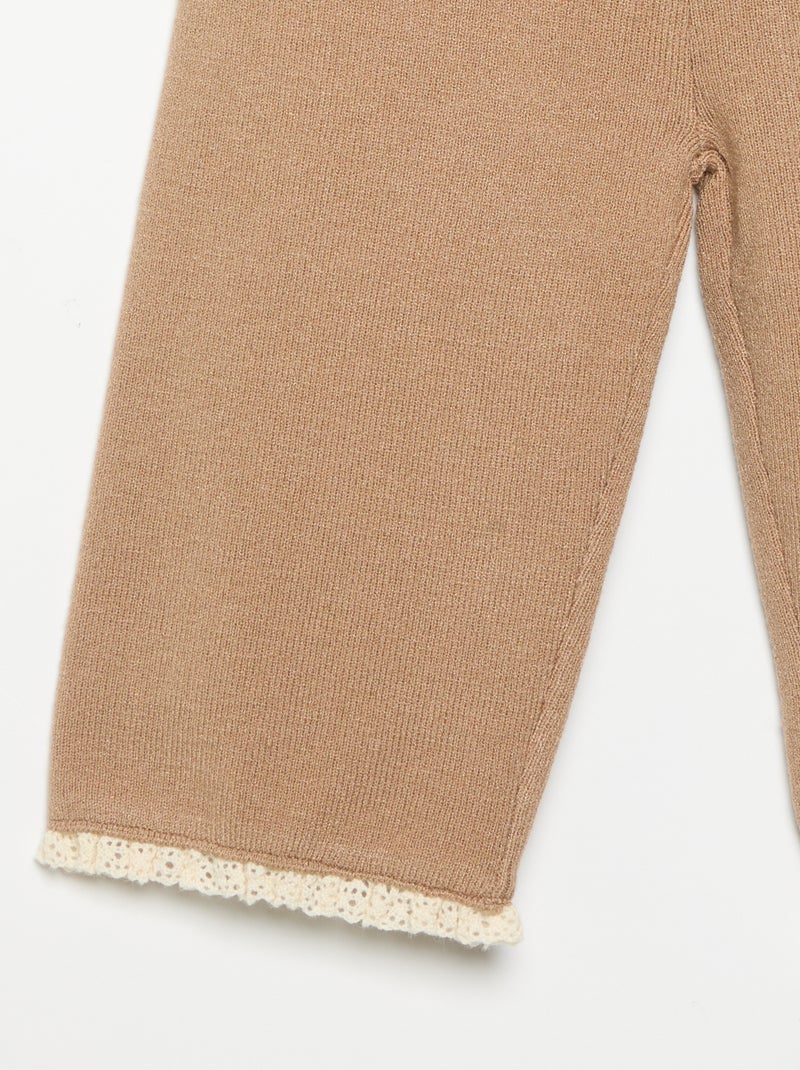 Pantalon uni en tricot Marron - Kiabi