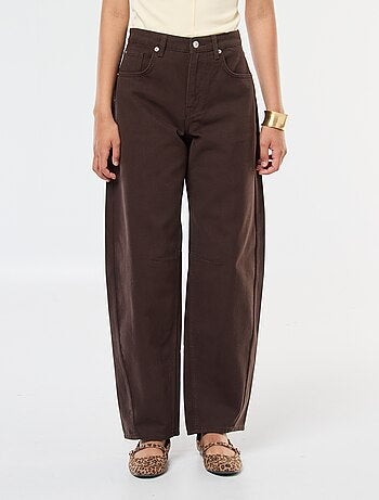 Pantalon uni en twill à taille haute